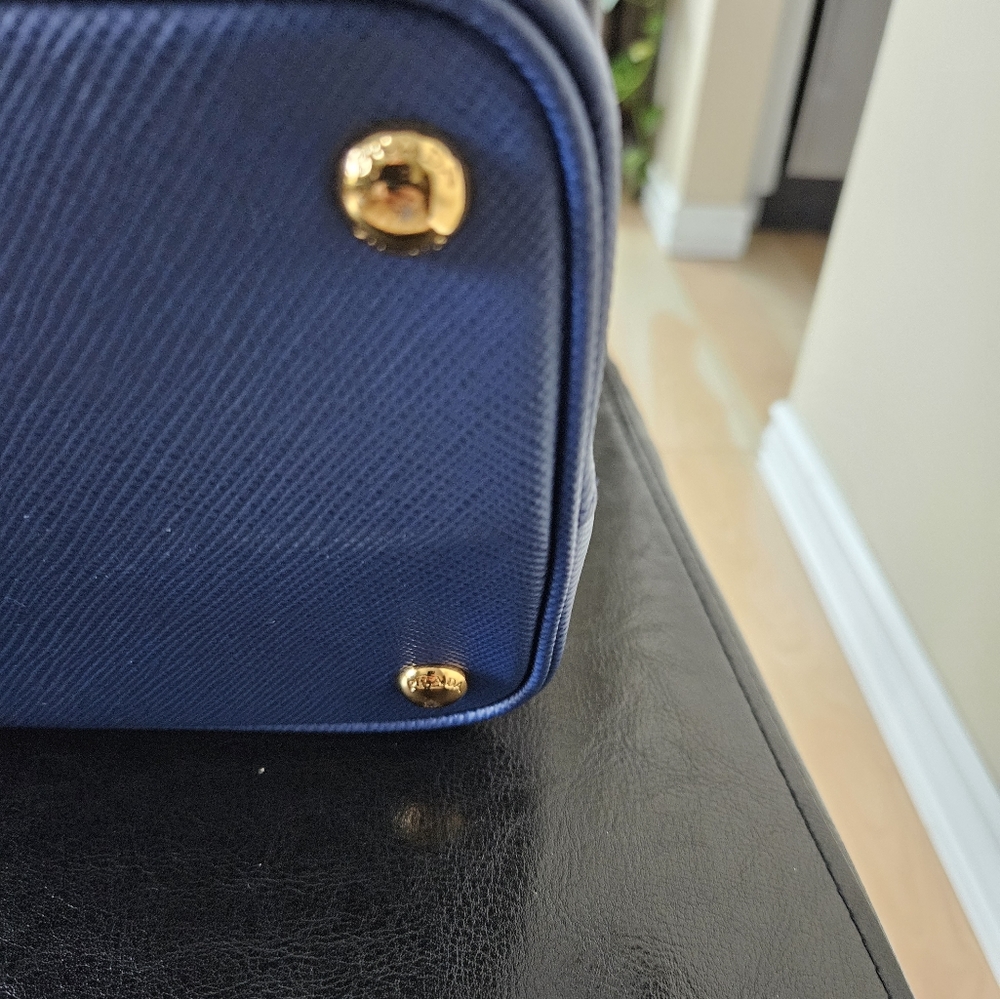 PRADA Medium Saffiano Leather Double Bag Bluette/ Fiery Red Authentic with Box! - Picture 4 of 8